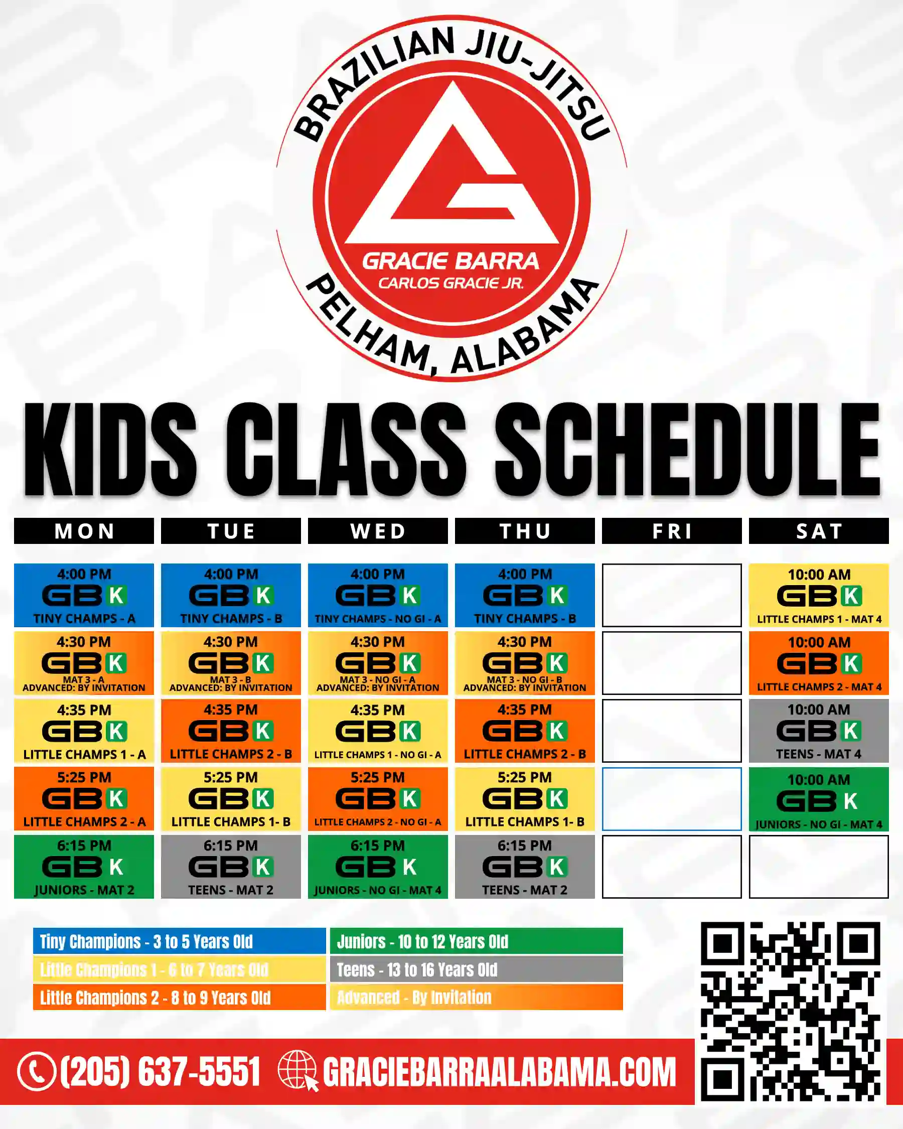 Kids Schedule - GB Pelham