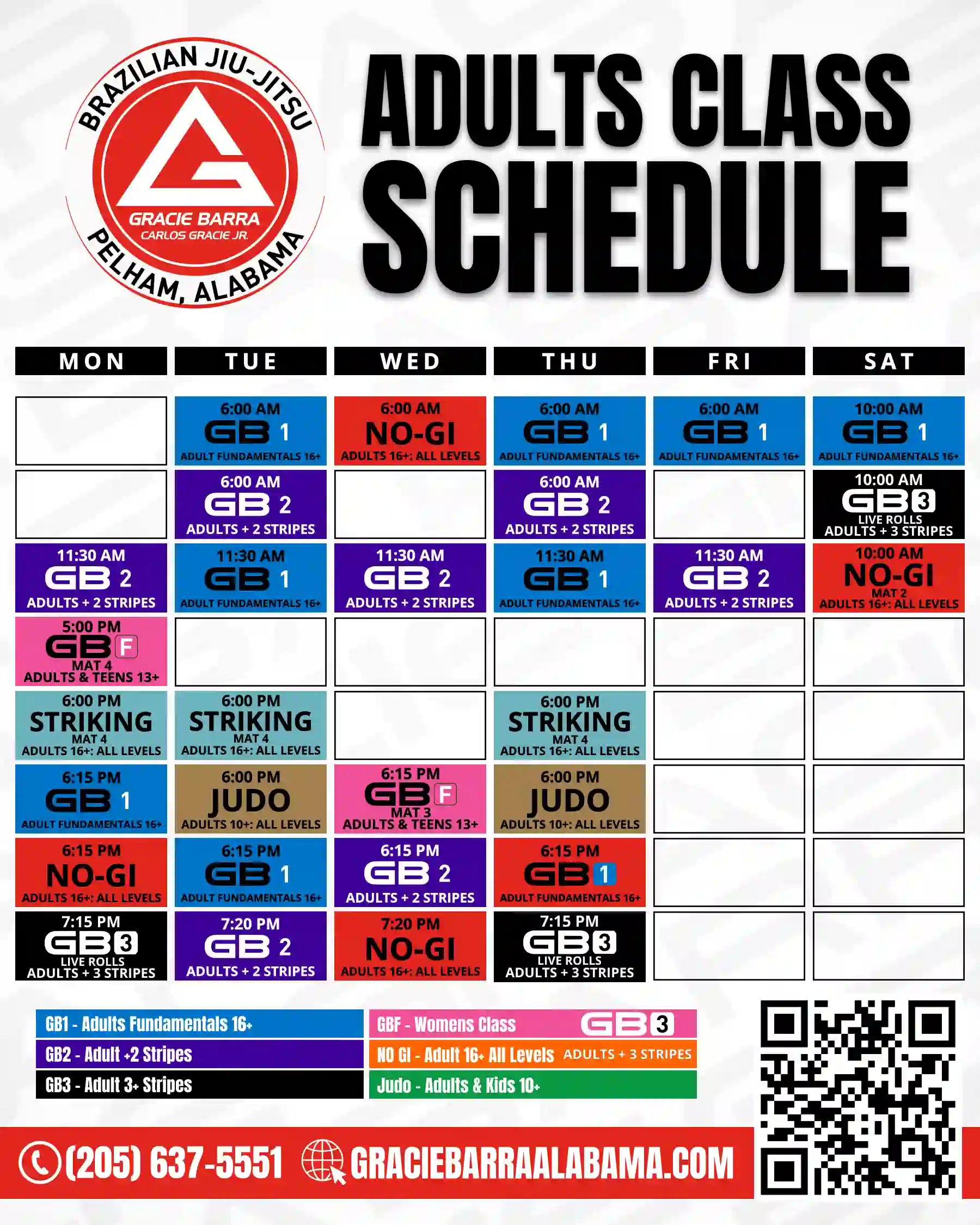 Adults Schedule - GB Pelham